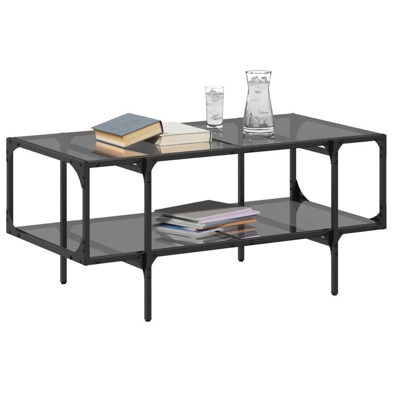 Casa si Gradina - Mobilier - Mese si birouri - Masute de cafea - Masuta de cafea cu blat din sticla neagra 98,5x50x45 cm otel - Infinity.ro