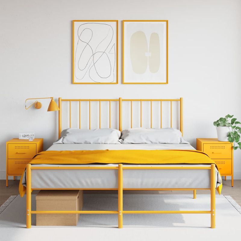 Casa si Gradina - Mobilier - Comode si corpuri - Noptiere - Noptiere, 2 buc., galben mustar, 36x39x50,5 cm, otel - Infinity.ro