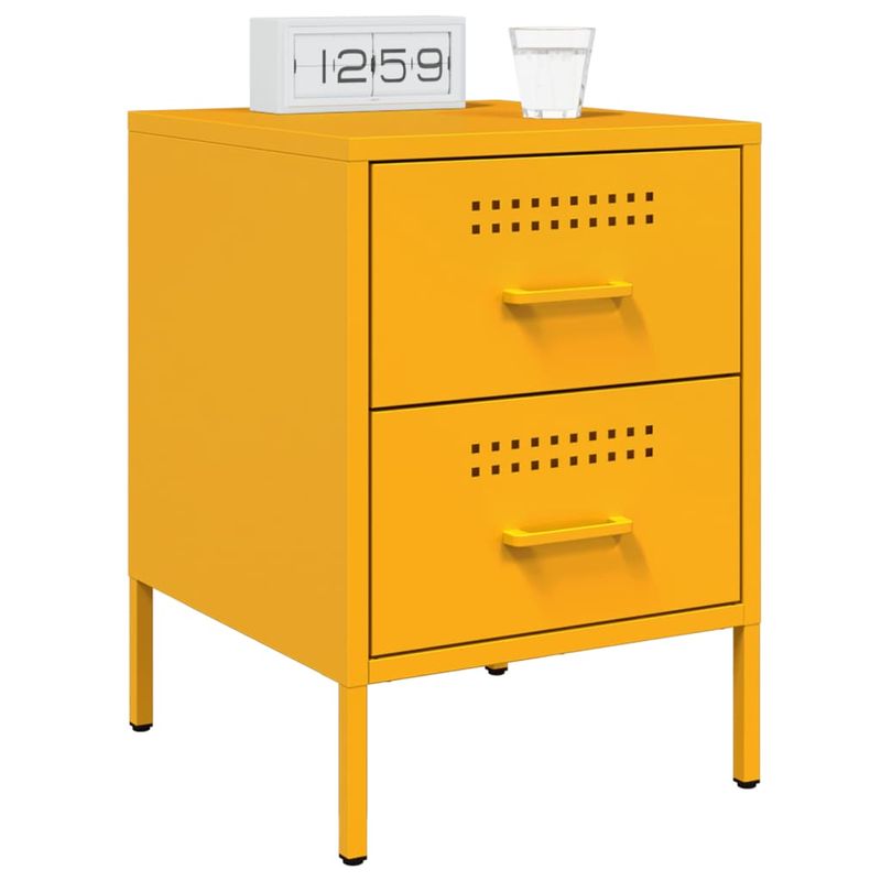 Casa si Gradina - Mobilier - Comode si corpuri - Noptiere - Noptiere, 2 buc., galben mustar, 36x39x50,5 cm, otel - Infinity.ro