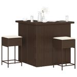 Casa si Gradina - Gradina si terasa - Mobilier exterior - Seturi mobila gradina - Set bar de gradina, 3 piese, cu perne, maro, poliratan - Infinity.ro