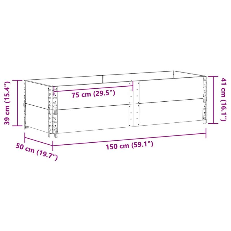 Casa si Gradina - Mobilier - Feronerie si accesorii mobila - Rame pentru paleti, 2 buc., gri, 150x50 cm, lemn masiv de pin - Infinity.ro