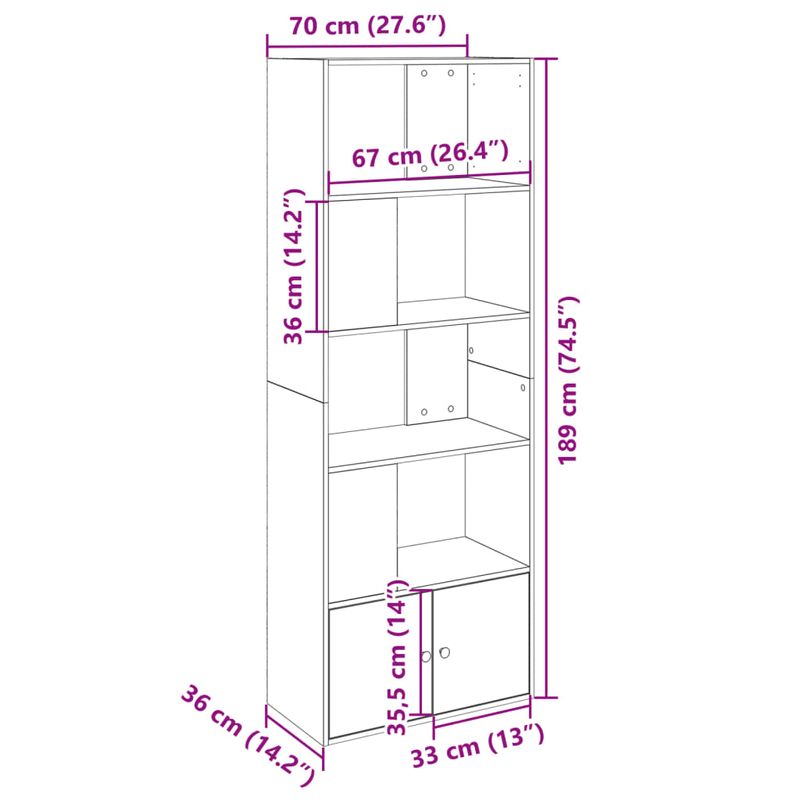 Casa si Gradina - Mobilier - Biblioteci si rafturi - Biblioteci - Biblioteca, stejar fumuriu, 70x36x189 cm, lemn prelucrat - Infinity.ro