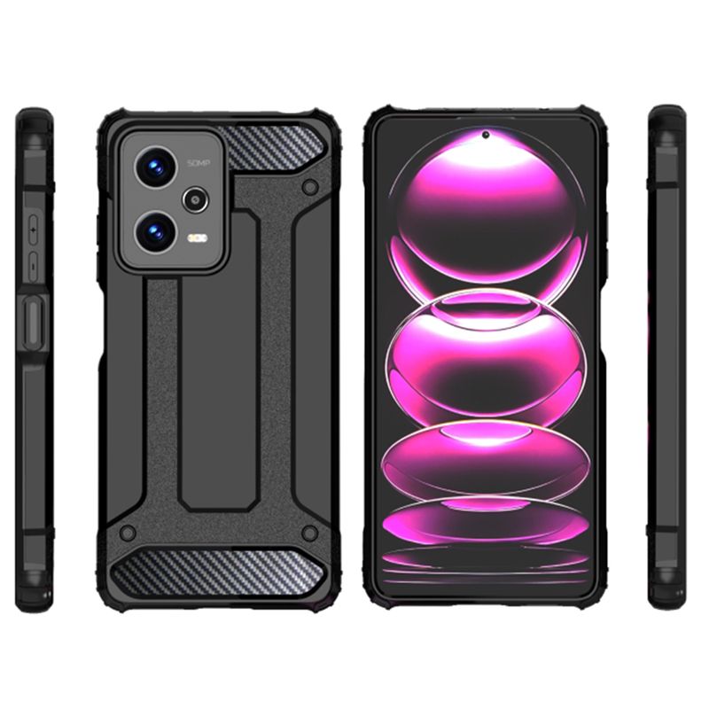 Laptop, Telefoane si Tablete - Telefoane mobile si accesorii - Accesorii Telefoane - Huse telefoane - Husa de protectie pentru Xiaomi Redmi Note 12/ Poco X5, Hybrid Armor, Negru - Infinity.ro