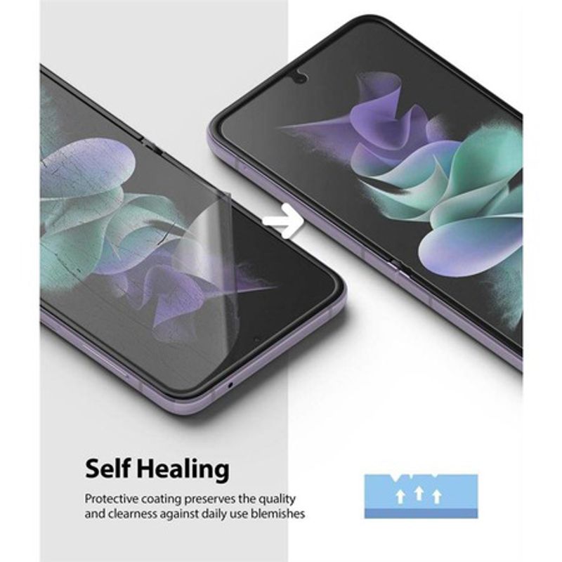 Laptop, Telefoane si Tablete - Telefoane mobile si accesorii - Accesorii Telefoane - Folii protectie telefoane - Set 2 Folii protectie compatibile cu Samsung Galaxy Z Flip3, Polimer Auto-Regenerare, Flexibile - Infinity.ro