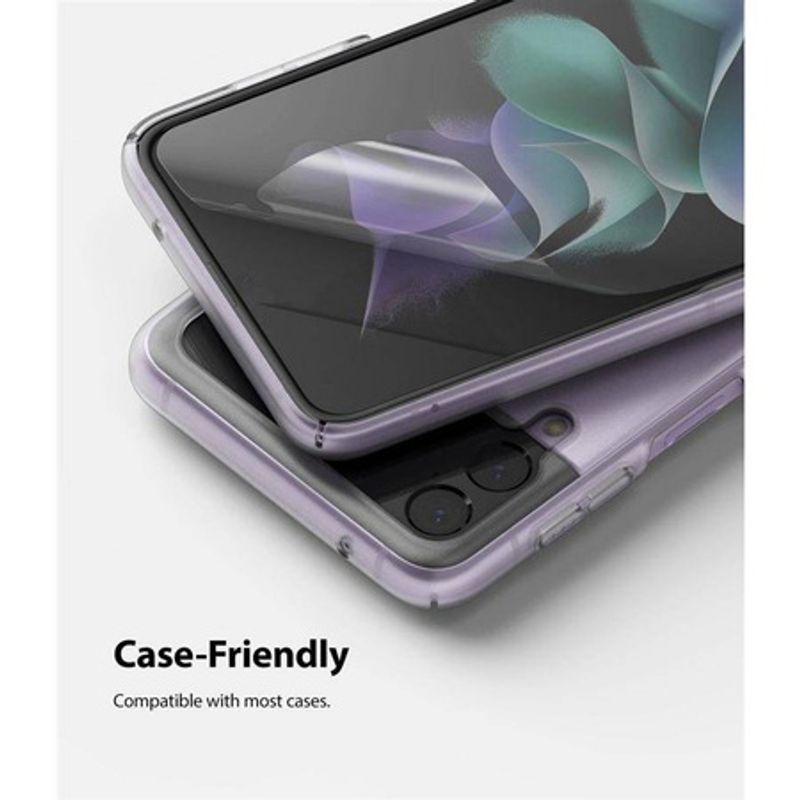 Laptop, Telefoane si Tablete - Telefoane mobile si accesorii - Accesorii Telefoane - Folii protectie telefoane - Set 2 Folii protectie compatibile cu Samsung Galaxy Z Flip3, Polimer Auto-Regenerare, Flexibile - Infinity.ro