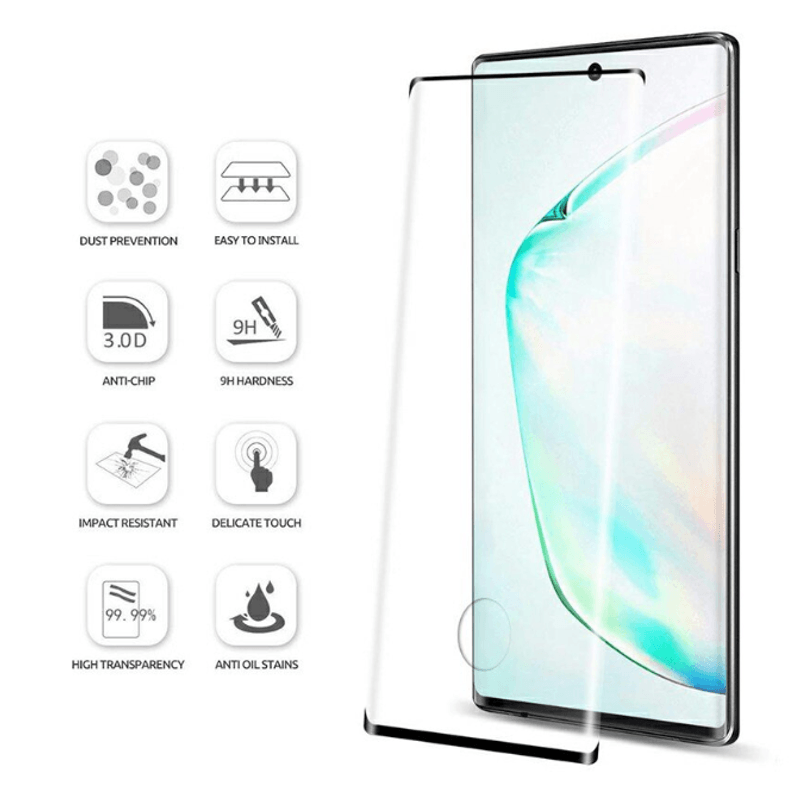 Laptop, Telefoane si Tablete - Telefoane mobile si accesorii - Accesorii Telefoane - Folii protectie telefoane - Folie protectie compatibila cu Samsung Galaxy Note 10, 9H, Negru-Transparent - Infinity.ro