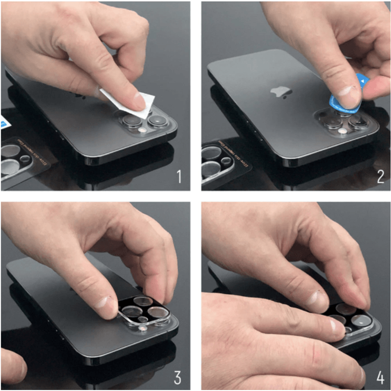 Laptop, Telefoane si Tablete - Telefoane mobile si accesorii - Accesorii Telefoane - Folii protectie telefoane - Folie protectie camera compatibila cu iPhone 12 Pro, Sticla securizata 9H, gri inchis /  transparenta - Infinity.ro