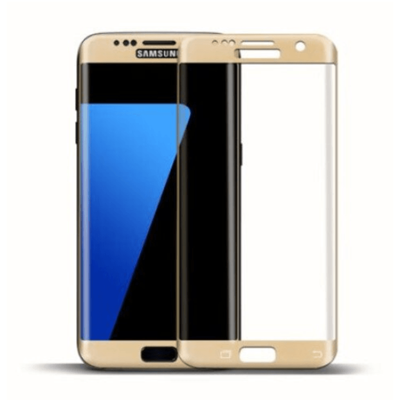 Laptop, Telefoane si Tablete - Telefoane mobile si accesorii - Accesorii Telefoane - Folii protectie telefoane - Folie protectoare compatibila cu Samsung Galaxy S7, Tempered Glass 9H, Gold - Infinity.ro