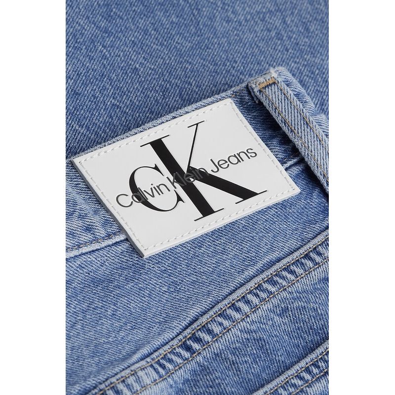 Fashion, accesorii si bijuterii - Femei - Imbracaminte femei - Pantaloni femei - Blugi scurti Calvin Klein Jeans cu talie inalta si terminatie nefinisata Albastru deschis 32 US - Infinity.ro