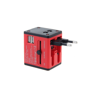 Adaptor international, Universal, 2xUSB, Rosu