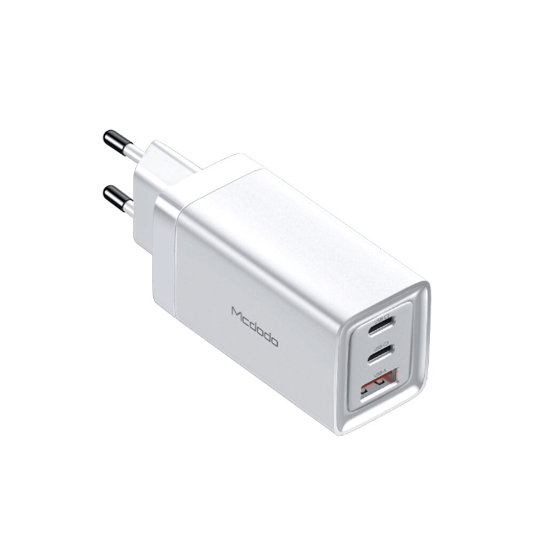 Laptop, Telefoane si Tablete - Telefoane mobile si accesorii - Accesorii Telefoane - Incarcatoare telefoane - Incarcator de priza 65 W cu tehnologie Quick Charge, dotat cu 2 porturi USB-C si 1 port USB-A, Alb - Infinity.ro