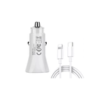 Laptop, Telefoane si Tablete - Telefoane mobile si accesorii - Accesorii Telefoane - Incarcatoare telefoane - Incarcator auto 20 W, adaptor si cablu USB-C la Lightning, 1m, Alb - Infinity.ro