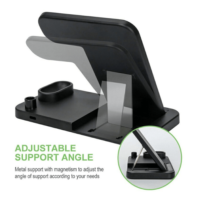Laptop, Telefoane si Tablete - Telefoane mobile si accesorii - Accesorii Telefoane - Incarcatoare telefoane - Dock incarcare wireless 4in1  pentru iPhone, AirPods, Apple Watch si Pix pentru iPad, cablu Type-C, Negru - Infinity.ro