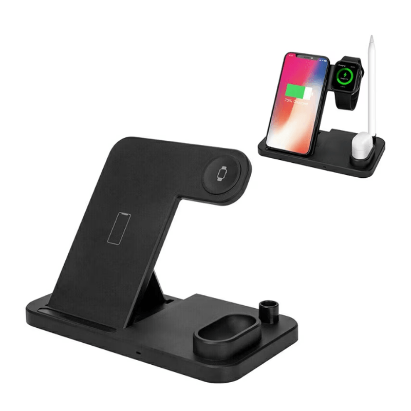 Laptop, Telefoane si Tablete - Telefoane mobile si accesorii - Accesorii Telefoane - Incarcatoare telefoane - Dock incarcare wireless 4in1  pentru iPhone, AirPods, Apple Watch si Pix pentru iPad, cablu Type-C, Negru - Infinity.ro