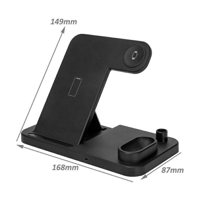 Laptop, Telefoane si Tablete - Telefoane mobile si accesorii - Accesorii Telefoane - Incarcatoare telefoane - Dock incarcare wireless 4in1  pentru iPhone, AirPods, Apple Watch si Pix pentru iPad, cablu Type-C, Negru - Infinity.ro