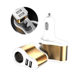 Laptop, Telefoane si Tablete - Telefoane mobile si accesorii - Accesorii Telefoane - Incarcatoare telefoane - Set incarcator auto dual, 2xUSB, priza auto, aurie + cablu de date / incarcare micro USB, alb - Infinity.ro