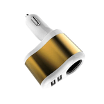 Laptop, Telefoane si Tablete - Telefoane mobile si accesorii - Accesorii Telefoane - Incarcatoare telefoane - Set incarcator auto dual, 2xUSB, priza auto, aurie + cablu de date / incarcare micro USB, alb - Infinity.ro