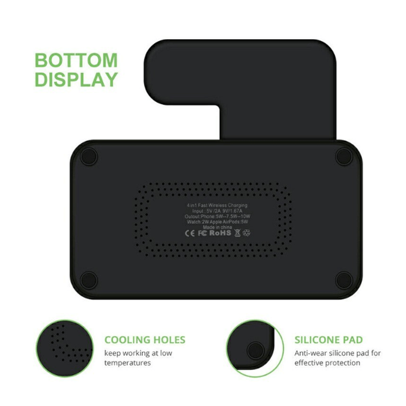 Laptop, Telefoane si Tablete - Telefoane mobile si accesorii - Accesorii Telefoane - Incarcatoare telefoane - Dock incarcare wireless 4in1  pentru iPhone, AirPods, Apple Watch si Pix pentru iPad, cablu Type-C, Negru - Infinity.ro