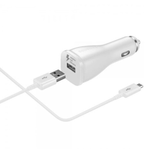 Laptop, Telefoane si Tablete - Telefoane mobile si accesorii - Accesorii Telefoane - Incarcatoare telefoane - Kit incarcator auto  Samsung, 1xUSB, cu cablu de date Micro USB, Alb - Infinity.ro
