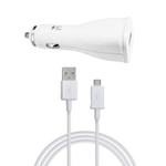 Laptop, Telefoane si Tablete - Telefoane mobile si accesorii - Accesorii Telefoane - Incarcatoare telefoane - Kit incarcator auto  Samsung, 1xUSB, cu cablu de date Micro USB, Alb - Infinity.ro