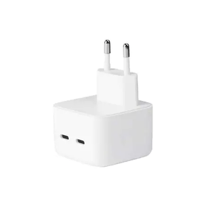 Adaptor retea Apple Dual Port USB-C 35W cu incarcare rapida pentru iPhone, iPad, MacBook, AirPods si Apple Watch, alba