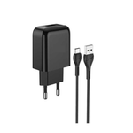 Laptop, Telefoane si Tablete - Telefoane mobile si accesorii - Accesorii Telefoane - Incarcatoare telefoane - Pachet incarcator retea si cablu USB la USB-C, cu suport Fast charge 2.1A, Negru - Infinity.ro