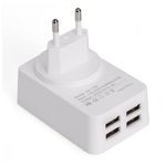 Laptop, Telefoane si Tablete - Telefoane mobile si accesorii - Accesorii Telefoane - Incarcatoare telefoane - Adaptor universal cu 4 porturi USB, tehnologie de incarcare Turbo Charge, 4.4 A, Alb cu Roz - Infinity.ro