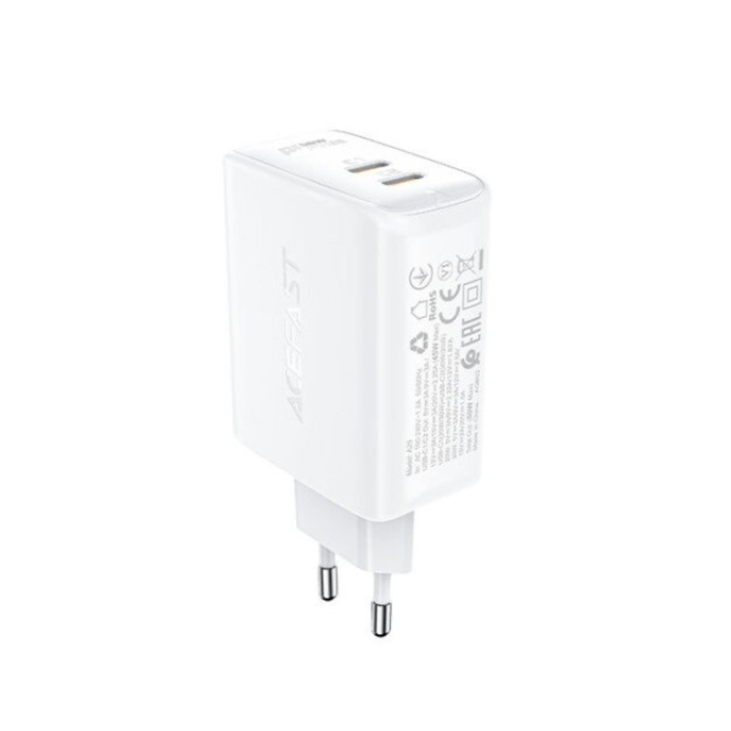 Laptop, Telefoane si Tablete - Telefoane mobile si accesorii - Accesorii Telefoane - Incarcatoare telefoane - Incarcatorul Alb Acefast GaN cu 2 porturi USB Type C, 50W, tehnologii PD, QC 3.0, AFC, FCP - Infinity.ro