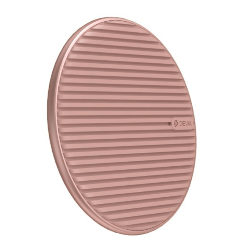 Laptop, Telefoane si Tablete - Telefoane mobile si accesorii - Accesorii Telefoane - Incarcatoare telefoane - Incarcator Wireless Devia Aurora compatibil cu iOS si Android, 15W, Tehnologie QI avansata pentru incarcare rapida, Rose Gold - Infinity.ro