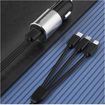 Laptop, Telefoane si Tablete - Telefoane mobile si accesorii - Accesorii Telefoane - Incarcatoare telefoane - Cablu auto multifunctional 3 in 1, lungime 1m, adaptor inclus, Negru - Infinity.ro
