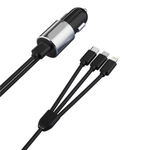 Laptop, Telefoane si Tablete - Telefoane mobile si accesorii - Accesorii Telefoane - Incarcatoare telefoane - Cablu auto multifunctional 3 in 1, lungime 1m, adaptor inclus, Negru - Infinity.ro