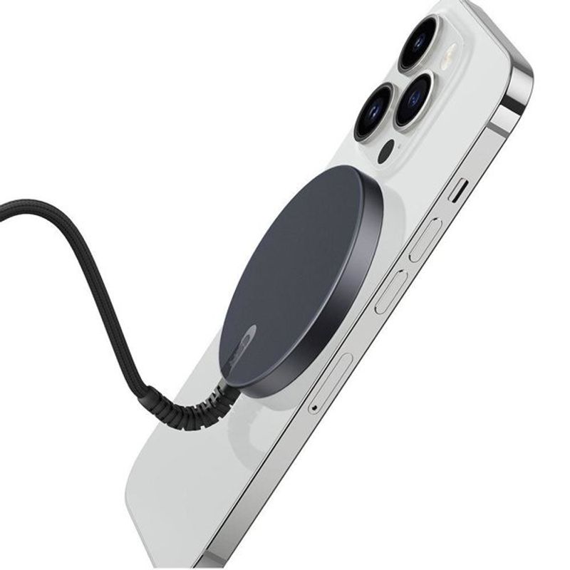 Laptop, Telefoane si Tablete - Telefoane mobile si accesorii - Accesorii Telefoane - Incarcatoare telefoane - Cablu de incarcare magnetic compatibil MagSafe, pentru  iPhone 12/13/14,15W, 150cm lungime cablu, Negru - Infinity.ro