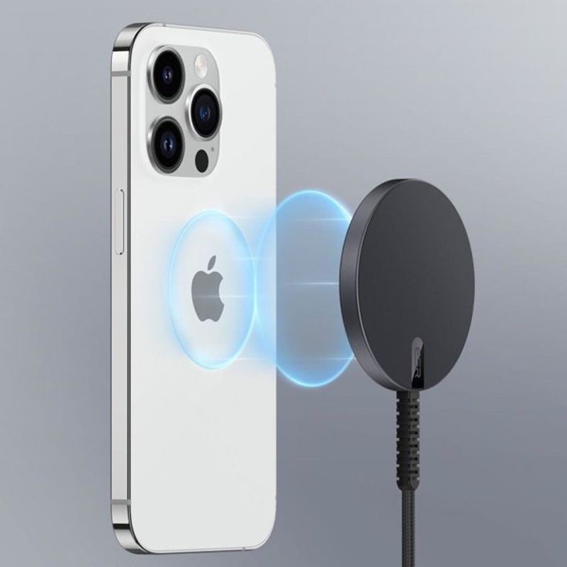 Laptop, Telefoane si Tablete - Telefoane mobile si accesorii - Accesorii Telefoane - Incarcatoare telefoane - Cablu de incarcare magnetic compatibil MagSafe, pentru  iPhone 12/13/14,15W, 150cm lungime cablu, Negru - Infinity.ro