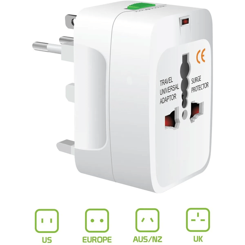 Laptop, Telefoane si Tablete - Telefoane mobile si accesorii - Accesorii Telefoane - Incarcatoare telefoane - Adaptor global retea pentru calatorii, 125-250V, include saculet de transportare, Alb - Infinity.ro