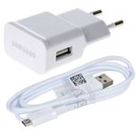Laptop, Telefoane si Tablete - Telefoane mobile si accesorii - Accesorii Telefoane - Incarcatoare telefoane - Set incarcator Samsung: priza 1xUSB, cablu de date Micro USB, Alb - Infinity.ro