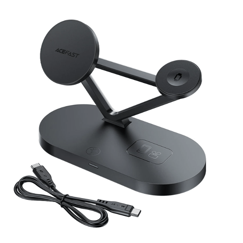 Laptop, Telefoane si Tablete - Telefoane mobile si accesorii - Accesorii Telefoane - Suport si docking telefoane - Suport compatibil cu iPhone cu MagSafe/Apple Watch/AirPods, incarcare  Wireless Qi 15W, Lumina Ambientala, Negru - Infinity.ro