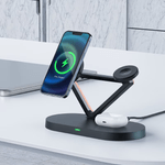 Laptop, Telefoane si Tablete - Telefoane mobile si accesorii - Accesorii Telefoane - Suport si docking telefoane - Suport compatibil cu iPhone cu MagSafe/Apple Watch/AirPods, incarcare  Wireless Qi 15W, Lumina Ambientala, Negru - Infinity.ro