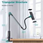 Laptop, Telefoane si Tablete - Telefoane mobile si accesorii - Accesorii Telefoane - Suport si docking telefoane - Suport birou compatibil cu telefoane si tablete cu dimensiuni de la 4.7-12.9 inch, Prindere cu clema, Reglabil, Negru - Infinity.ro