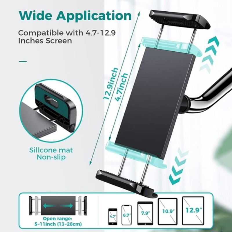 Laptop, Telefoane si Tablete - Telefoane mobile si accesorii - Accesorii Telefoane - Suport si docking telefoane - Suport birou compatibil cu telefoane si tablete cu dimensiuni de la 4.7-12.9 inch, Prindere cu clema, Reglabil, Negru - Infinity.ro