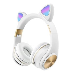 Casti wireless cu urechi de Pisica, bluetooth 5.0, Alb Auriu, ATX-BBL3071