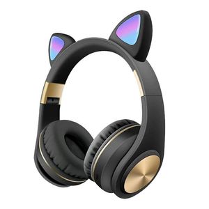 Casti wireless cu urechi de Pisica, bluetooth 5.0, Negru Auriu, ATX-BBL3070