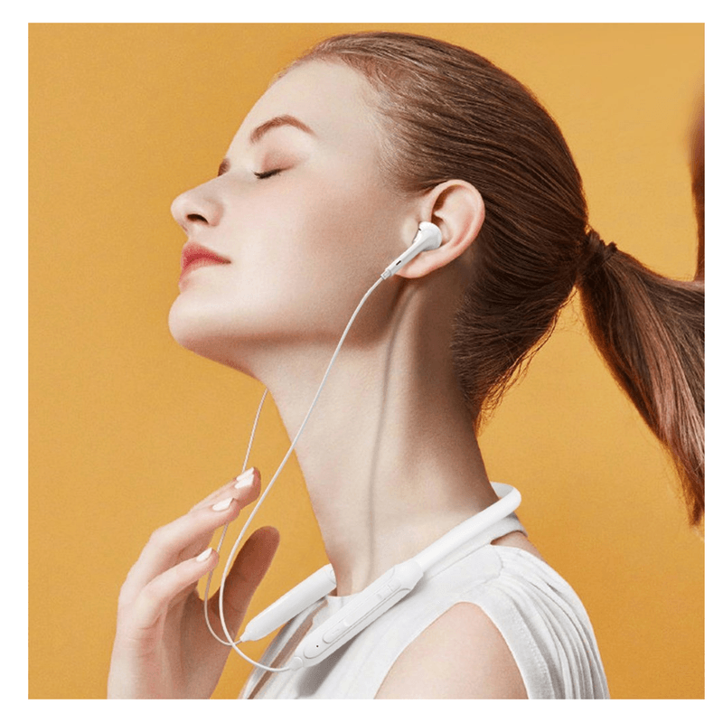 Laptop, Telefoane si Tablete - Telefoane mobile si accesorii - Accesorii Telefoane - Alte accesorii telefoane - Casti sport in-ear cu banda pentru gat si prindere magnetica, conectivitate Bluetooth 5.0, sunet imbunatatit in frecventele de bas, disponibile in alb - Infinity.ro