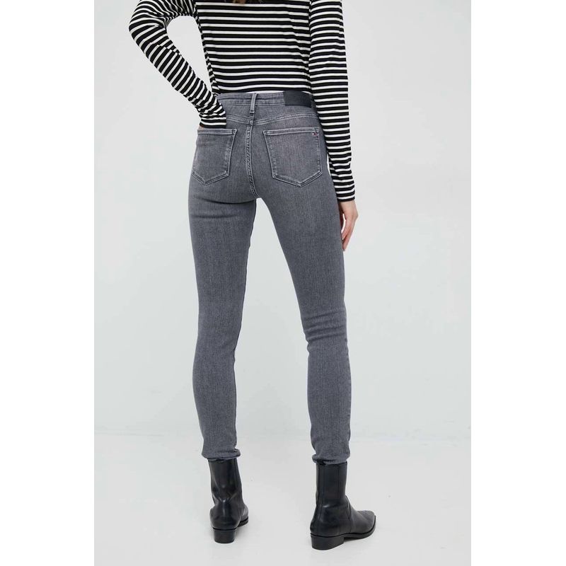 Fashion, accesorii si bijuterii - Femei - Imbracaminte femei - Pantaloni femei - Blugi dama skinny Como Tommy Hilfiger WW0WW36355 W36-L28 US Gri - Infinity.ro