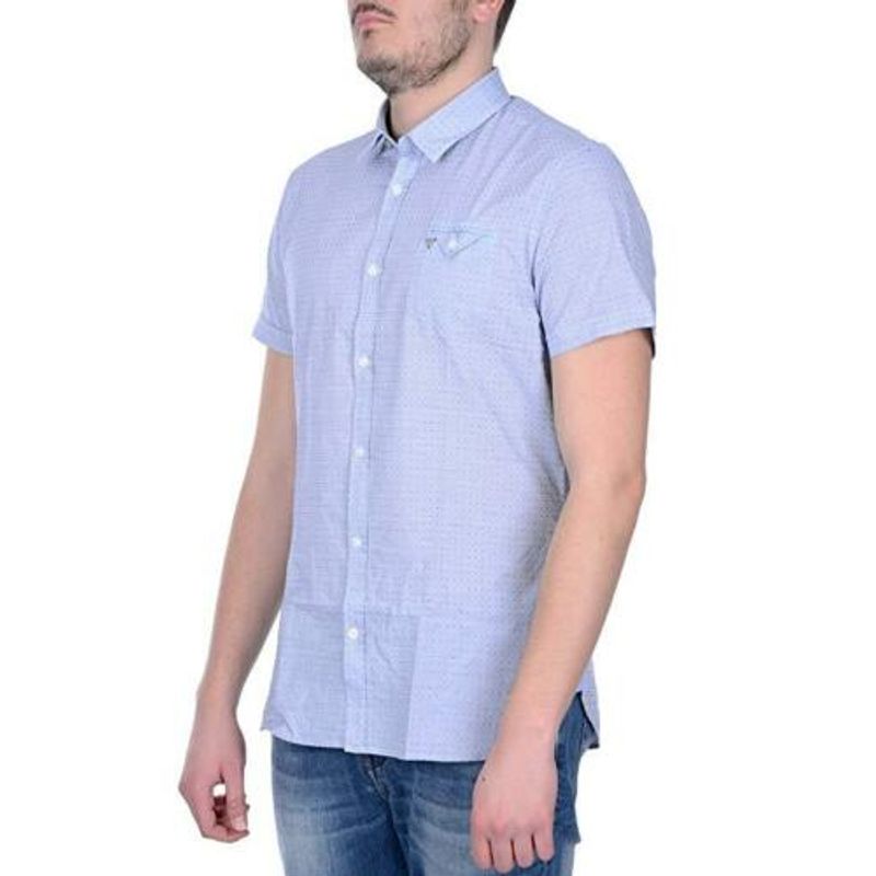 Fashion, accesorii si bijuterii - Barbati - Imbracaminte - Camasi barbati - Camasa cu maneca scurta Guess Jeans M72H58W8C Albastru deschis M INTL - Infinity.ro