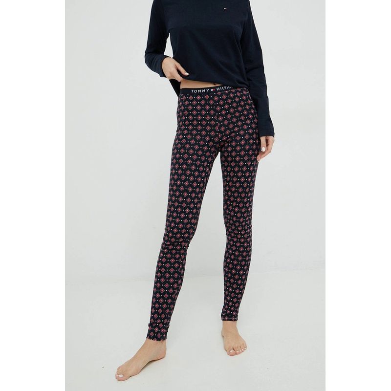 Fashion, accesorii si bijuterii - Femei - Lenjerie si pijamale femei - Pijamale femei - Pijama dama Tommy Hilfiger UW0UW03993 Albastru marin  L INTL - Infinity.ro