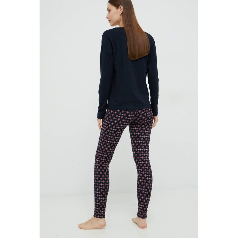 Fashion, accesorii si bijuterii - Femei - Lenjerie si pijamale femei - Pijamale femei - Pijama dama Tommy Hilfiger UW0UW03993 Albastru marin  L INTL - Infinity.ro