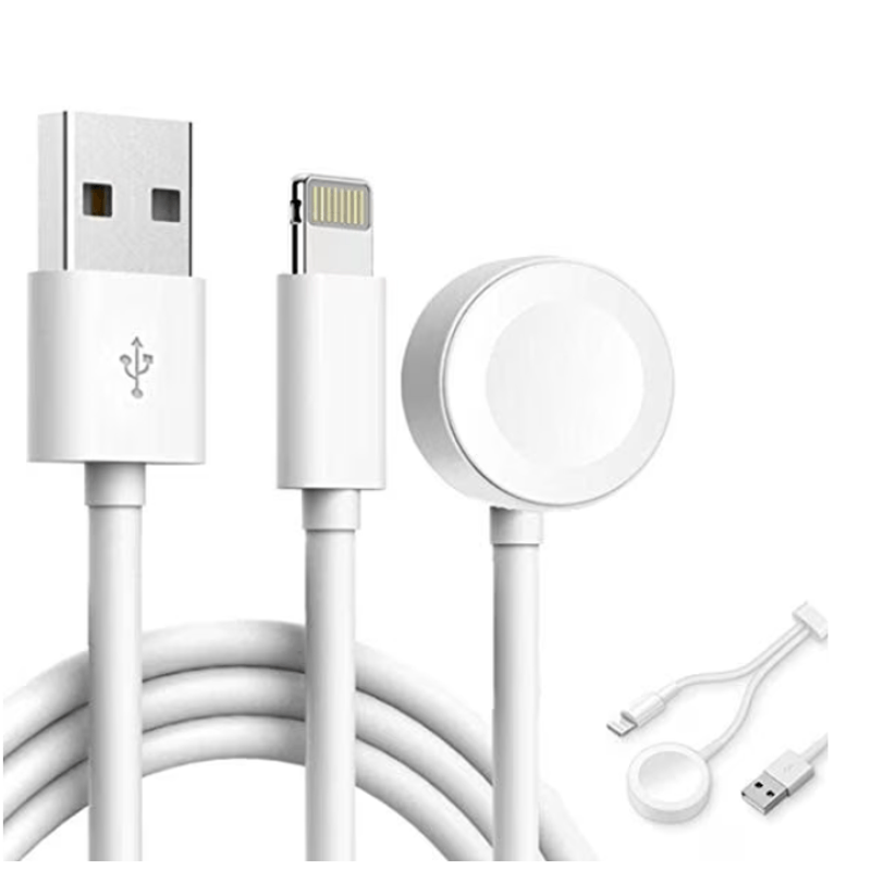 Laptop, Telefoane si Tablete - Telefoane mobile si accesorii - Accesorii Telefoane - Incarcatoare telefoane - Cablu de incarcare alb, 1.2 metri, compatibil cu Apple Watch 4/3/2/1 si iPhone XR/XS/XS Max/X/8/8Plus/7/7Plus/6/6Plus/5/5SE/5S, dotat cu conectori USB si Lightning - Infinity.ro