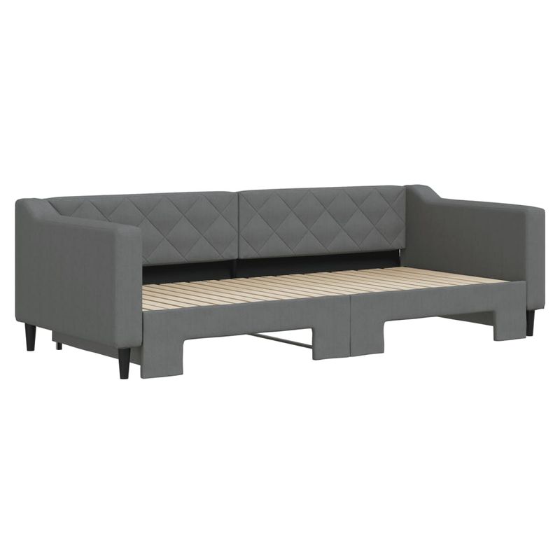 Casa si Gradina - Mobilier - Paturi si accesorii - Paturi - Pat de zi cu extensie, gri inchis, 90x200 cm, textil - Infinity.ro