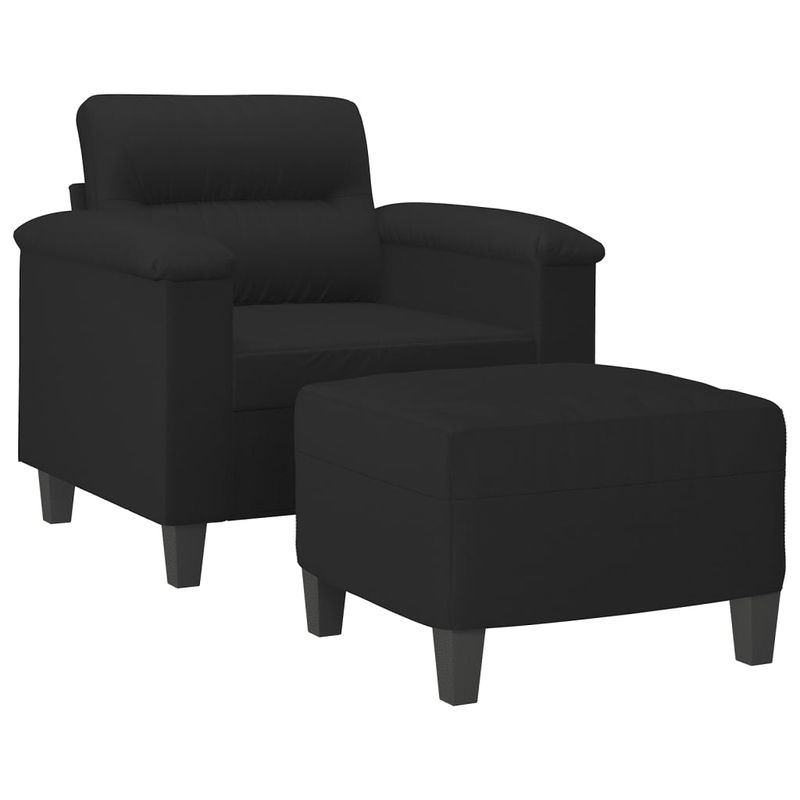 Casa si Gradina - Mobilier - Scaune si fotolii - Fotolii - Fotoliu canapea cu taburet, negru, 60 cm, microfibra - Infinity.ro