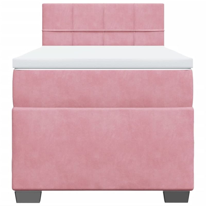 Casa si Gradina - Mobilier - Paturi si accesorii - Paturi - Pat box spring cu saltea, roz, 80x200 cm, catifea - Infinity.ro